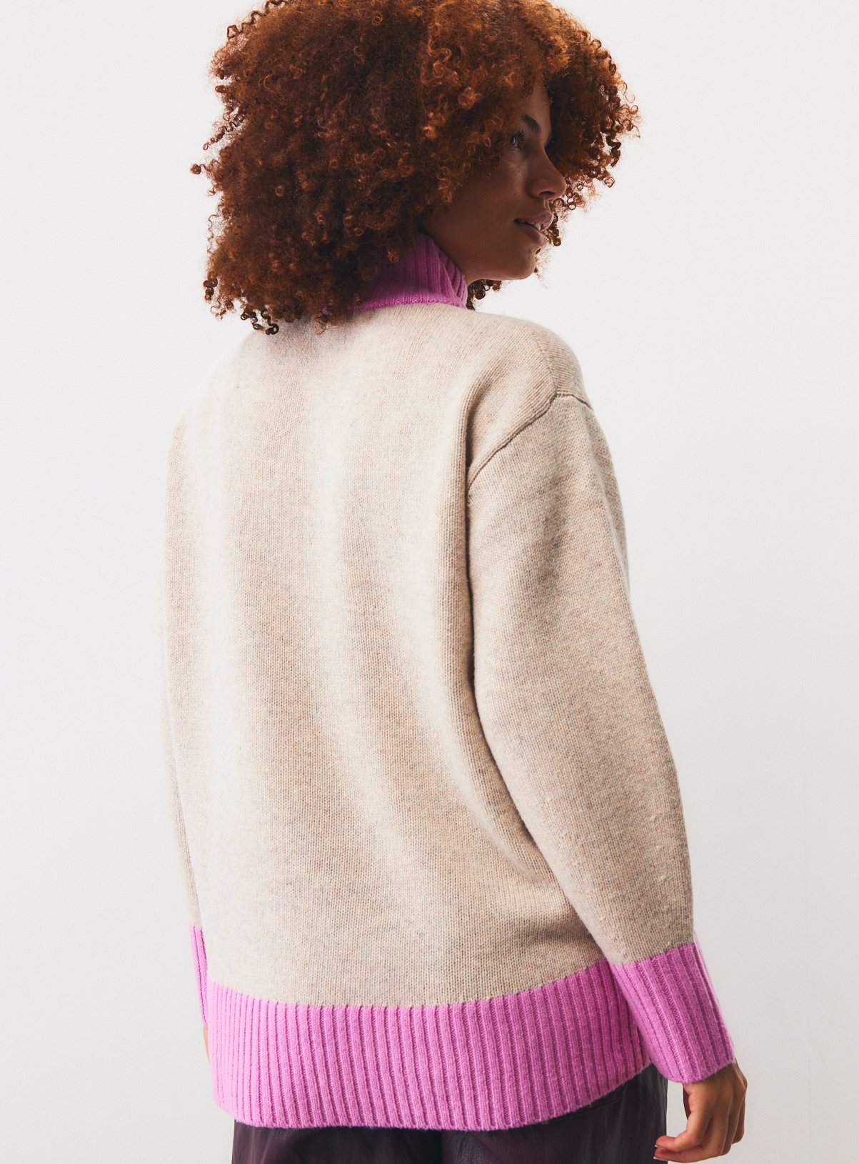 Multi-Coloured Pure Lambswool High Neck Jumper XS - Image 4 thumbnail